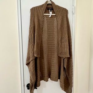 Brown Knit Cape Cardigan
